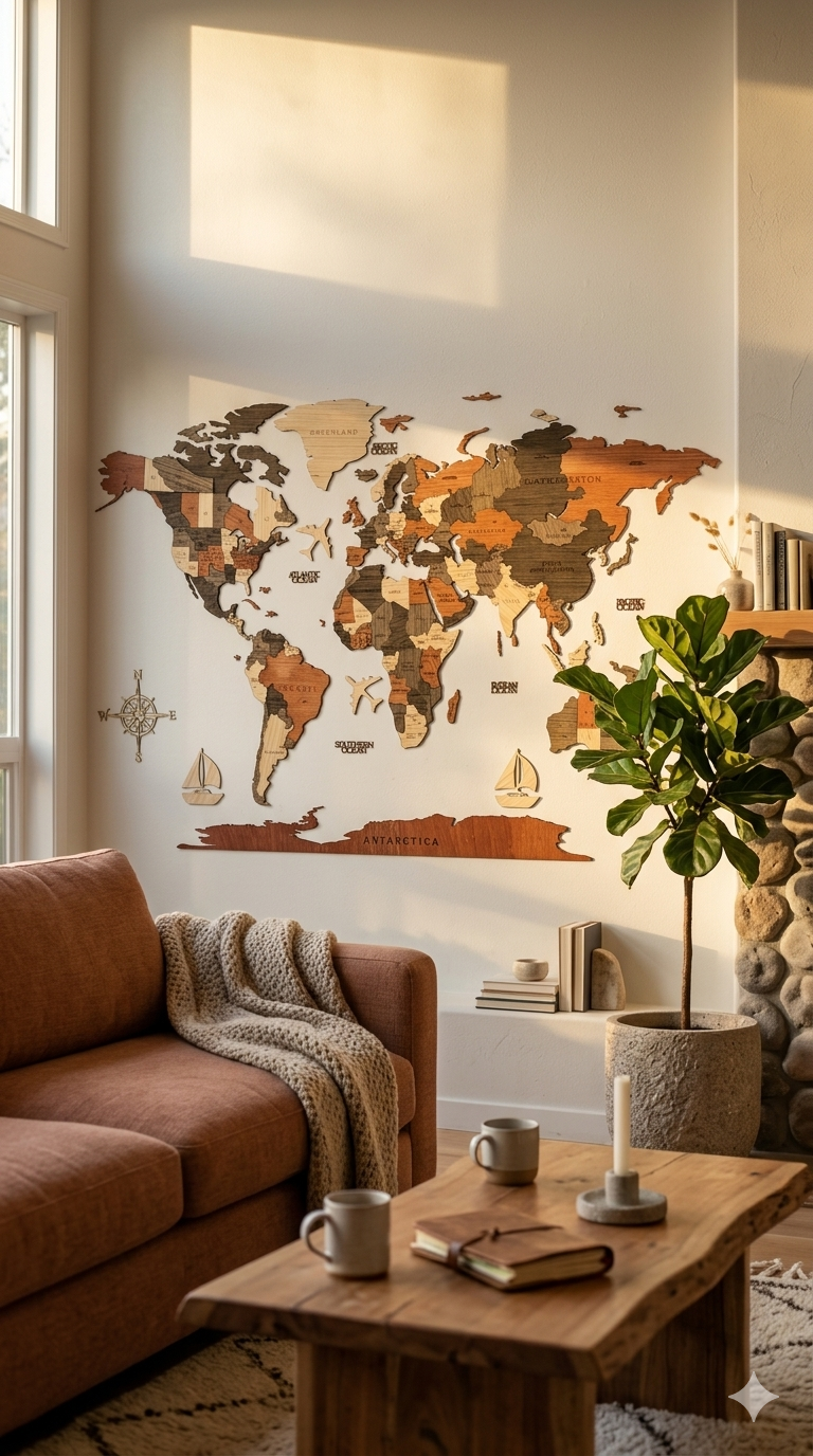Carte du Monde en Bois – Le Monde, Élégamment Chez Vous