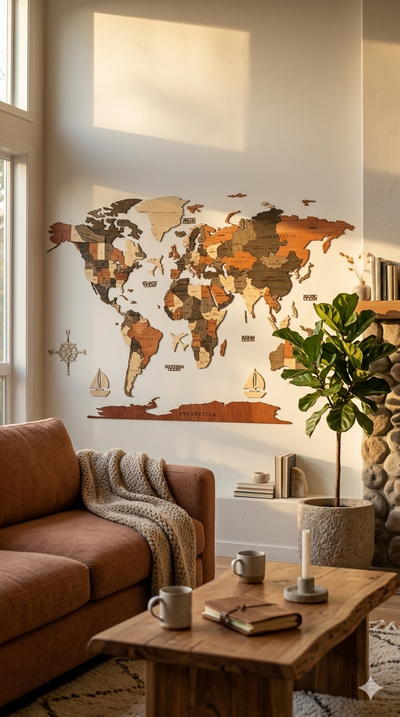 Carte du Monde en Bois – Le Monde, Élégamment Chez Vous