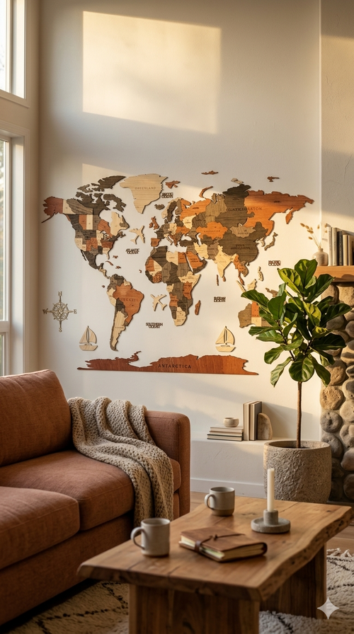 Carte du Monde en Bois – Le Monde, Élégamment Chez Vous